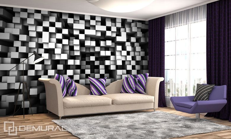 cubes en noir et blanc papiers peints en trois dimensions papiers peints demural