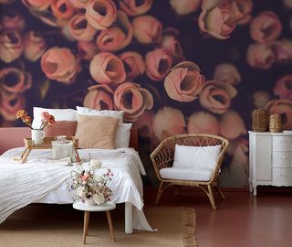 trois dimensions avec des roses papier peint pour le chambres a coucher papiers peints demural